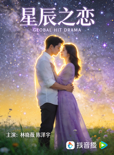 全球热播剧集《星辰之恋》海报 - 浪漫爱情，男女主角在星空下相拥